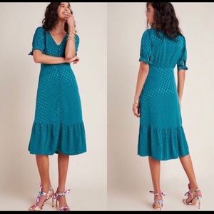 NWT Anthro green dot dress
